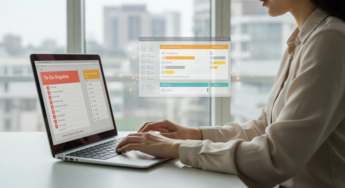 Person organizing a digital to-do list, prioritizing tasks