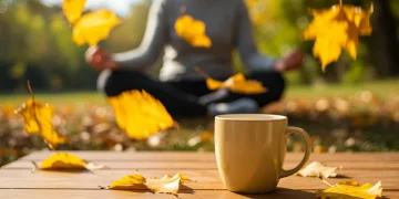 Autumn leaves and herbal tea symbolizing a holistic fall cleanse