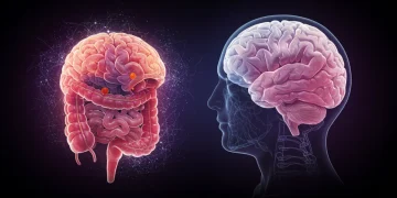 Illustration of gut-brain axis connection for mental clarity