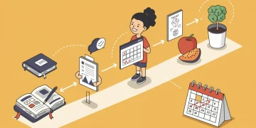 Person successfully integrating new habits, symbolizing habit stacking for personal growth and goal achievement by March 2025.