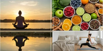 Holistic strategies for reducing inflammation naturally, including healthy eating, meditation, and exercise.