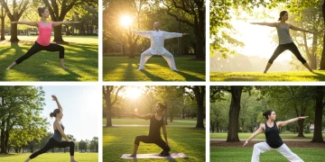 Diverse individuals practicing holistic movement for wellness goals