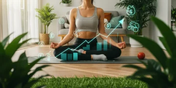 Woman meditating, symbolizing holistic wellness leading to financial savings in healthcare.