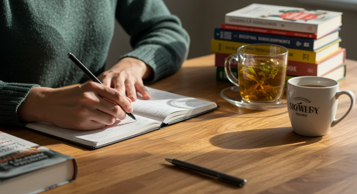 Person journaling and planning for personal growth