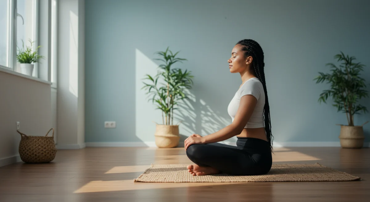 Person meditating at home, symbolizing budget-friendly mental wellness