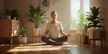 Serene individual meditating for self-awareness and personal growth