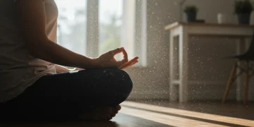 Person practicing 5-minute daily mindfulness in a calm home setting