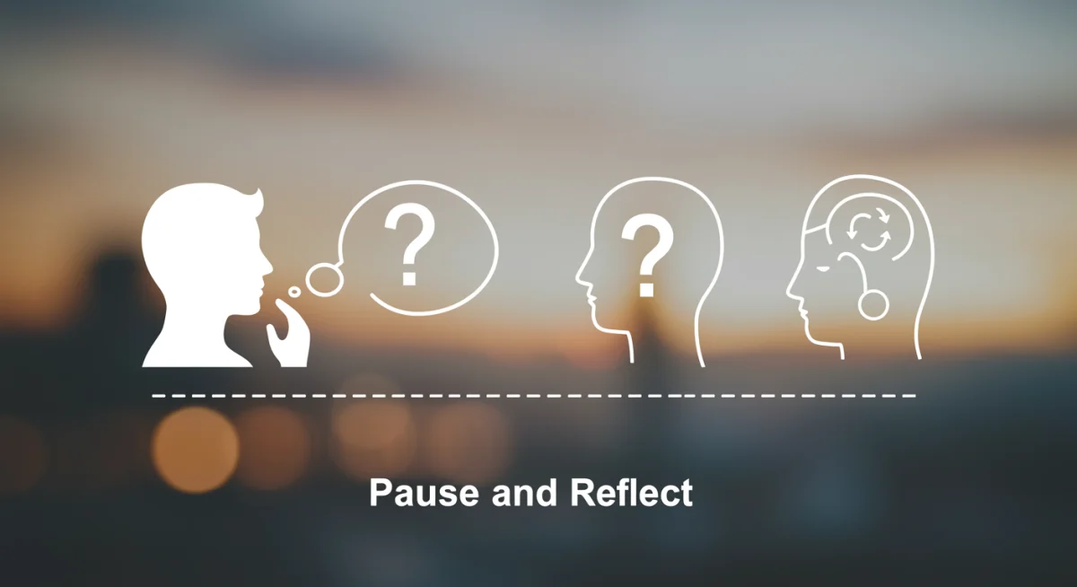 Person pausing to reflect before making a decision
