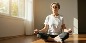 Person meditating peacefully, symbolizing daily reflection and improved well-being