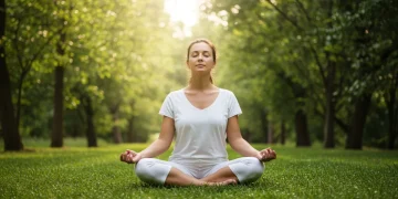 Serene person meditating in nature, embodying emotional balance