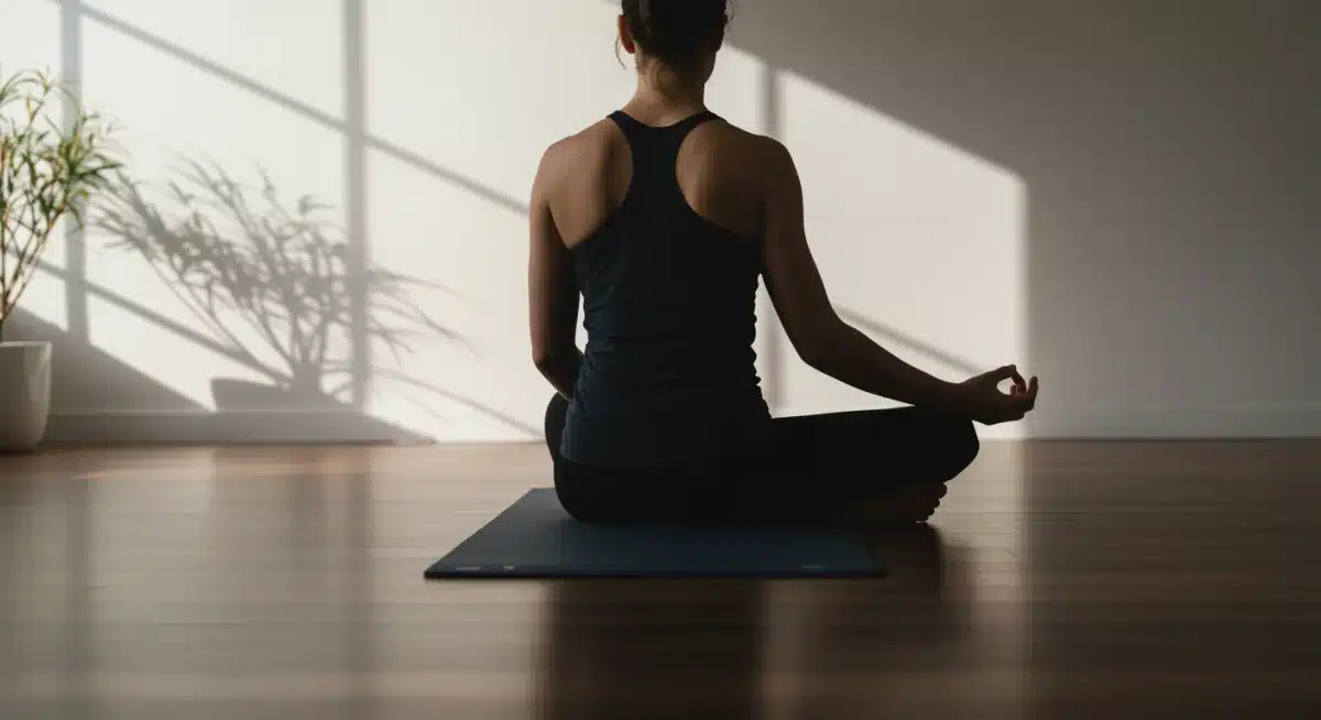 Person meditating in a calm room, practicing emotional regulation and mindfulness.