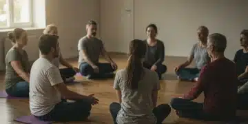 Group practicing mindful connection and communication