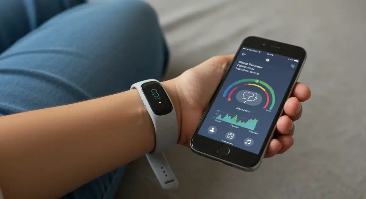 Sleep tracking device showing detailed sleep cycle analysis on a smartphone