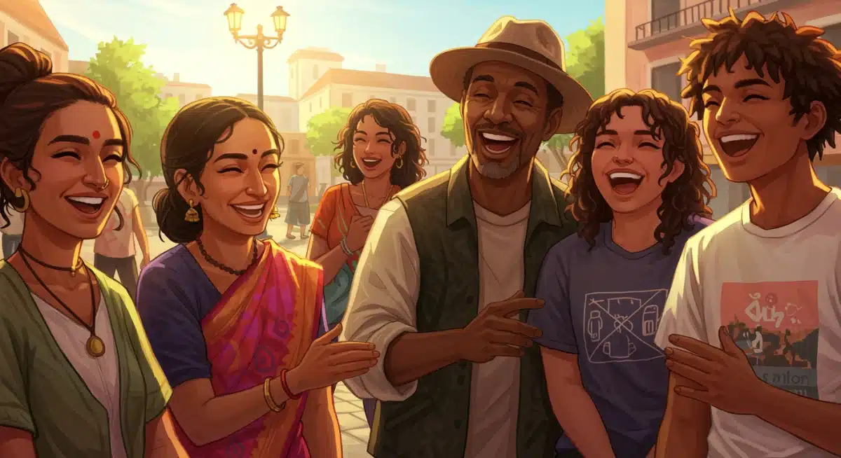 Diverse group of people smiling, connecting, and showing appreciation